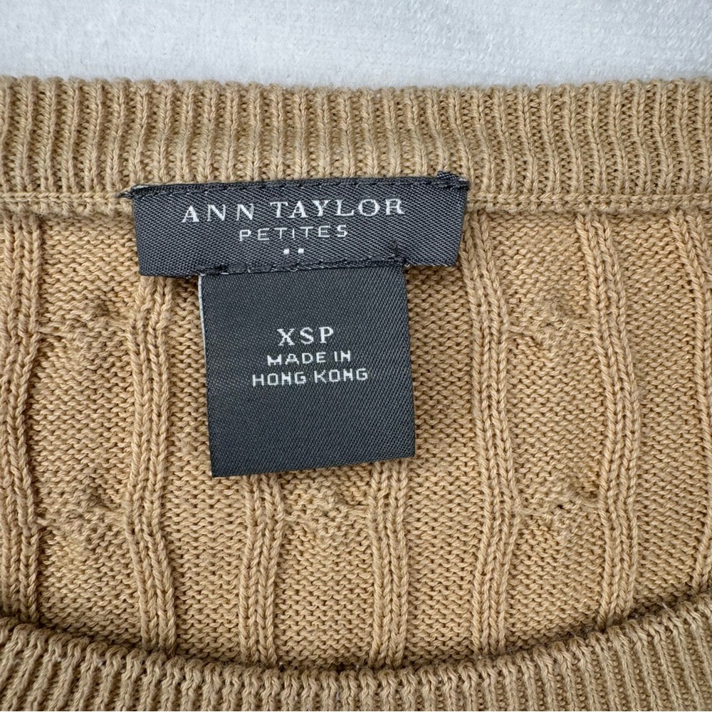 Ann Taylor Petites Tan Ribbed Knit 3/4 Sleeve Sweater Blouse - Picture 2 of 8